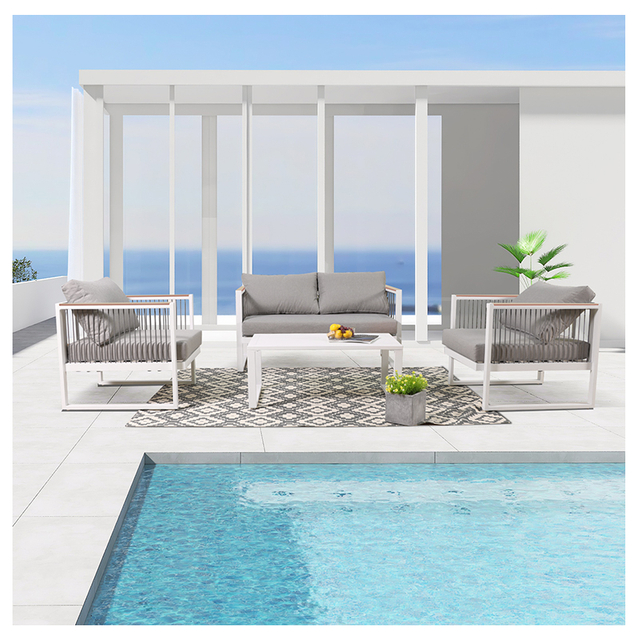 Sofá de varanda ao ar livre de liga de alumínio à prova d'água